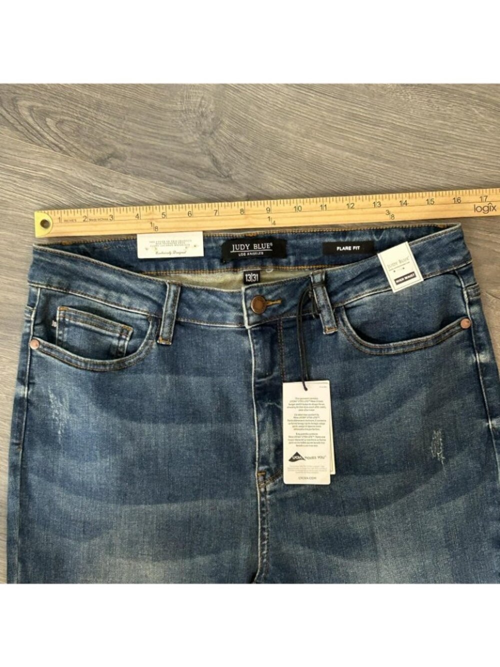 Judy Blue Flare Fit Jeans Womens 13/31 Med Blue High Rise Stretch Denim JB88172 - Picture 12 of 16